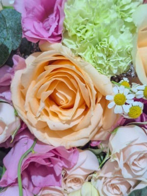 دسته گل رز هلویی