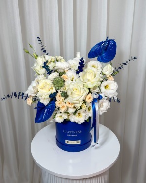 باکس گل سرمه ای رز و آنتوریوم